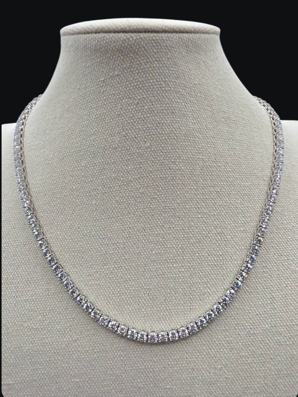 32.71 CTW Moissanite Tennis Necklace 4mm Solid 925 Sterling Silver Stamped